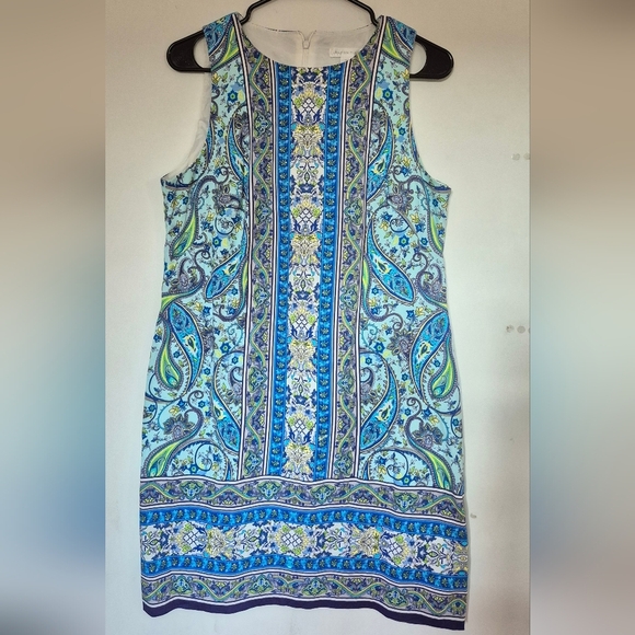 London Times Blue and Green Patterned Dress - Picture 1 of 8